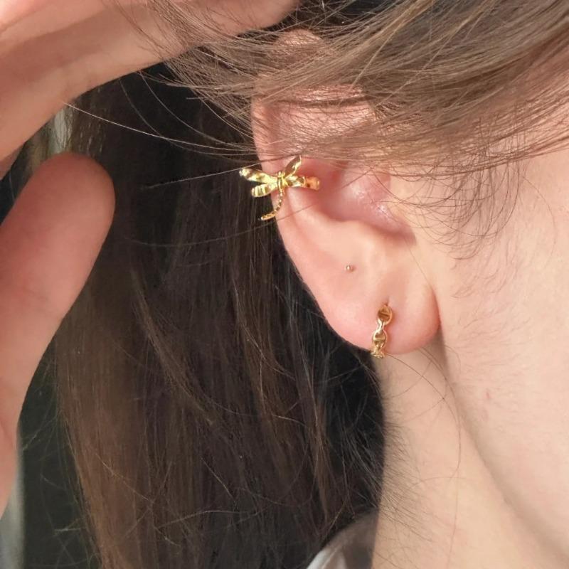 Golden Dragonfly Ear Cuff For Women No Piercing Fashion Luxury Ear Jewelry