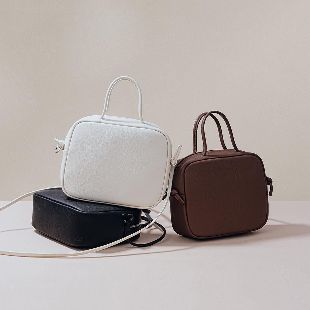 Premium small square bag, first layer cowhide shoulder messenger bag, OEM logo genuine leather women's bag