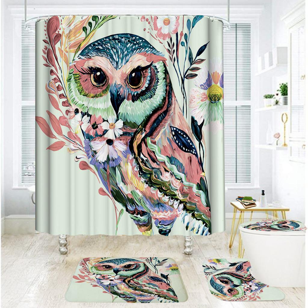 Bathroom Shower Curtain Four-Piece Digital Printing African Animal Waterproof Shower Curtain Shower Curtain Partition Curtain Bath Mat