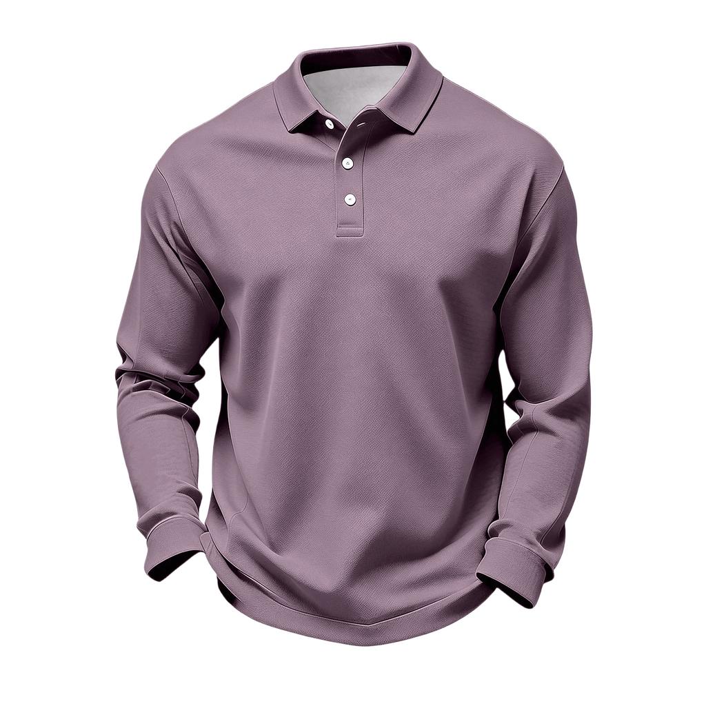 Herren Langarm Golf Poloshirt Schnelltrocknend Atmungsaktives Netzgewebe Lässiges Leichtes Golfshirt mit Knopfkragen Geeignet für Outdoor-Sportarten