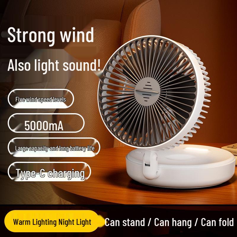 4800mAh Wall-Mounted Silent Folding Luminous Fan for Desktop, Office, or Student Use