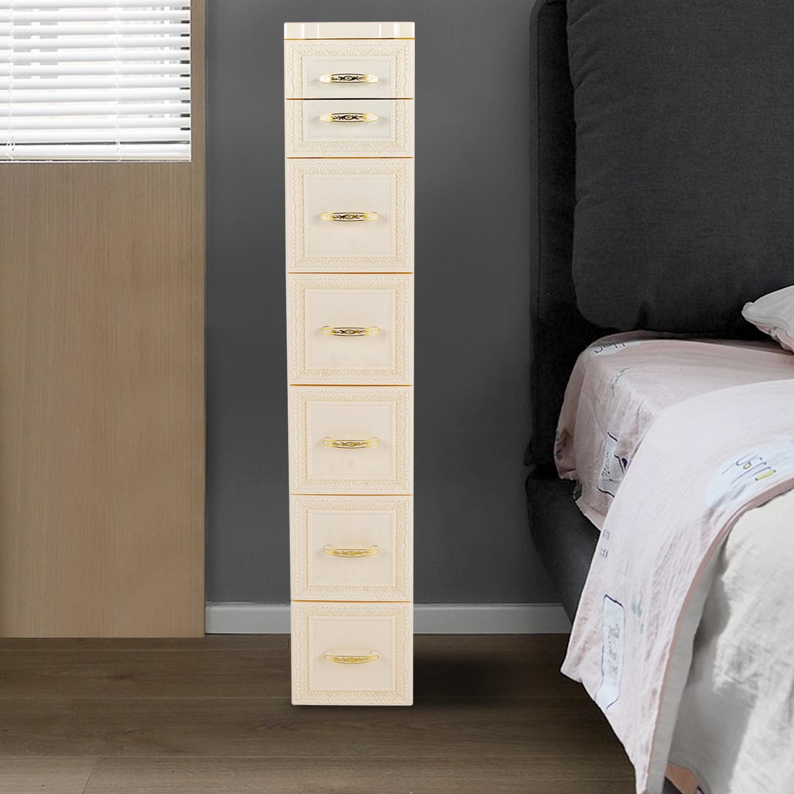 

6-ярусный напольный шкаф для ванной комнаты с ящиками и колесиками, белый вертикальный блок хранения, узкая высокая тонкая башня для хранения для маленьких помещений белый