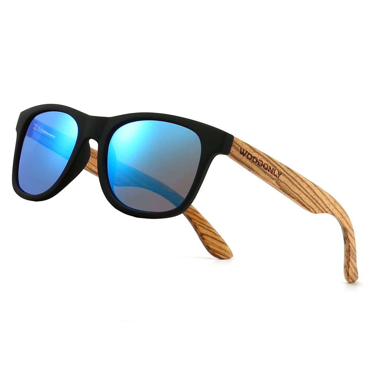 

Vintage Polarized Wooden Sunglasses UV400 Handmade Great Gift for Men and Women Wood [WOODONLY] - Protection, Sunglasses, (Zebra + Blue)