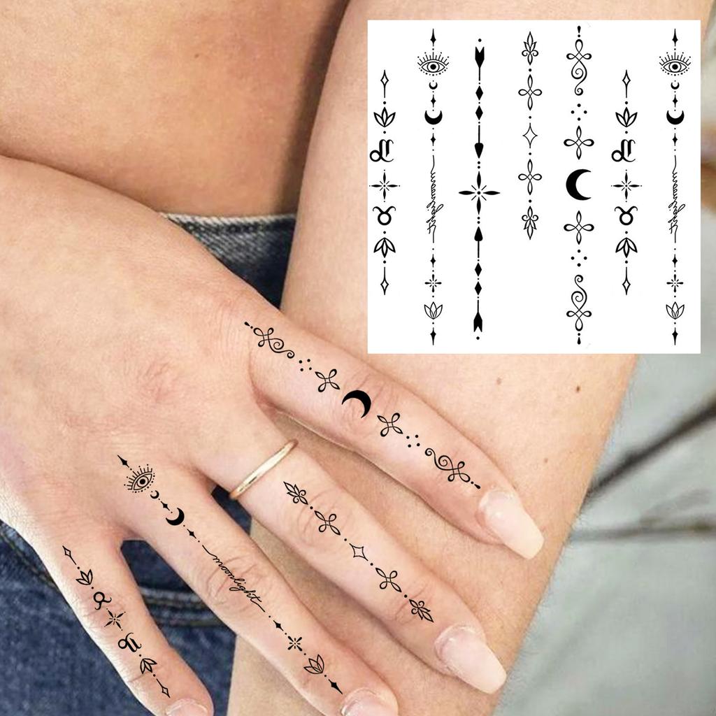 1 Sheet Small Pattern Temporary Tattoos For Women Finger Hand Ear, Realistic Star Sun Planets Fake Tattoo Sticker Durable Tatoos