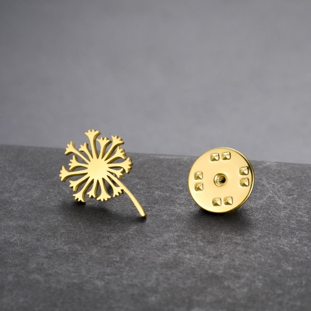 Gold Color Blowball Brooch Stainless Steel Women Brooch Minimalist Flower Lapel Pin  Daily