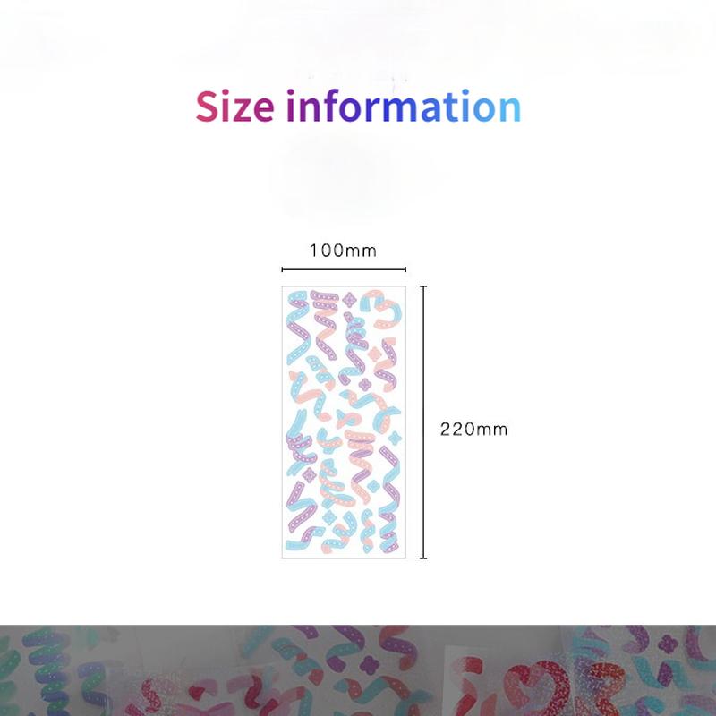 2 Pcs Color Fantasy Series Decorative PVC Laser Stickers Scrapbooking Stick Label Diary Stationery Album Rainbow Ribbon Sticker