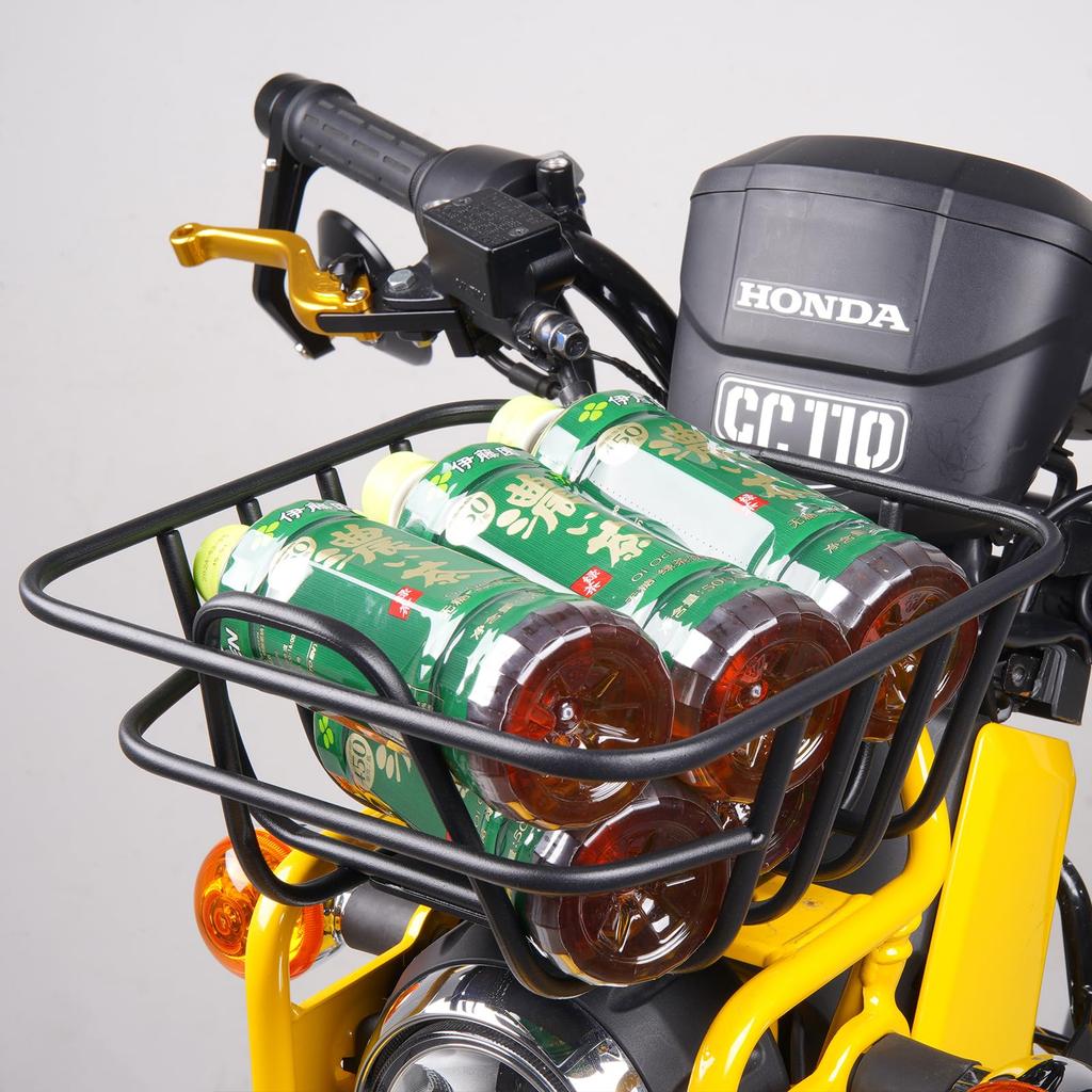 Nextstage Front Carrier for Super Cub, Cross Cub (50, 110), Front Basket, Motorcycle Basket, Black Metal, Durable, Integrated, Cargo Rack, Exterior