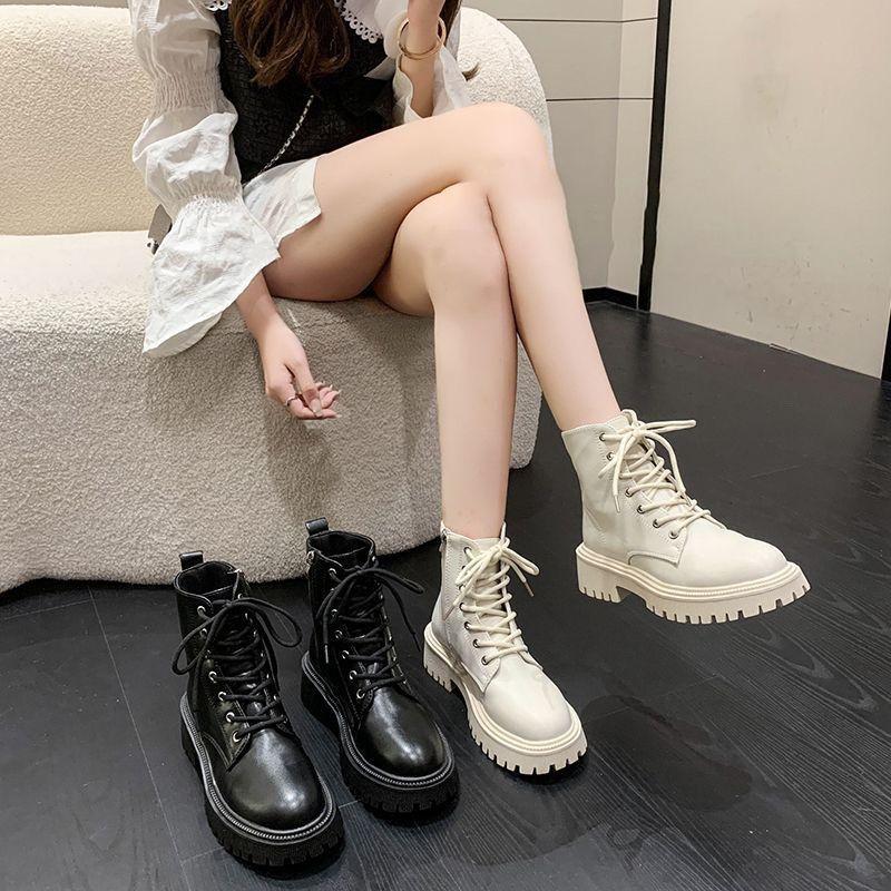 Niche design locomotive boots short boots single boots 2025 autumn and winter new British heightened platform Martin boots women's