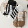 Cotton Short Socks Women's Black White Striped Breathable and Sweat Absorbent Fashion Sports Socks
