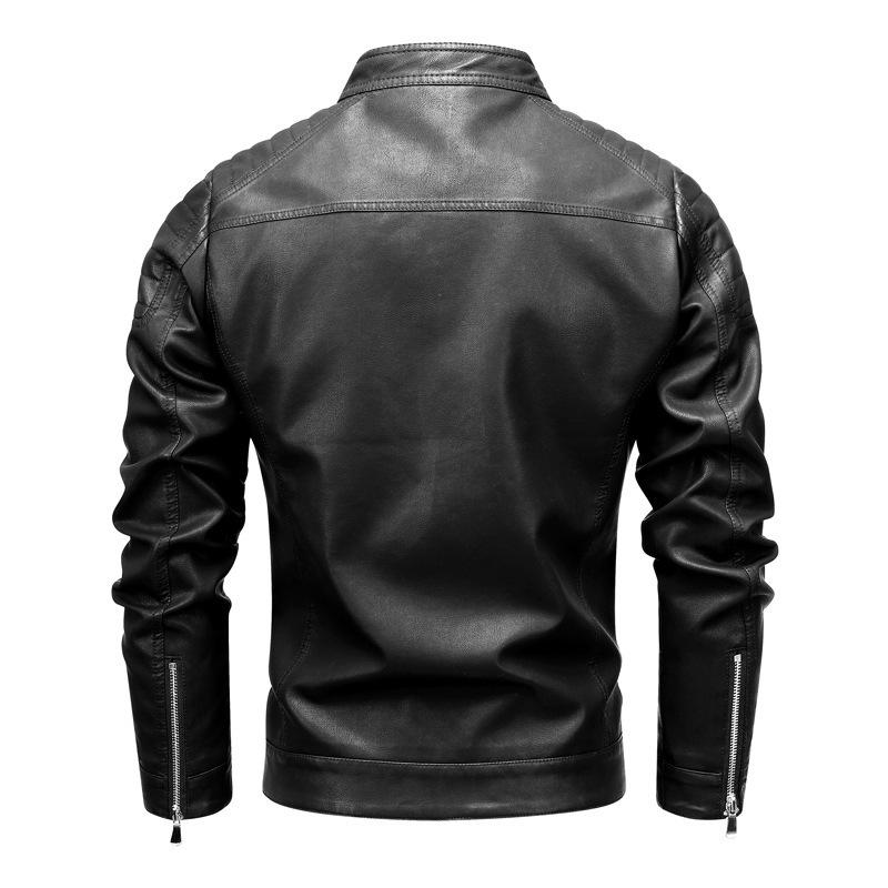Men's Leather Jacket Spring and Autumn New Coat Korean Style Slim Fit Men's Motorcycle Suit Large Size Stand Collar Pu Leather Jacket