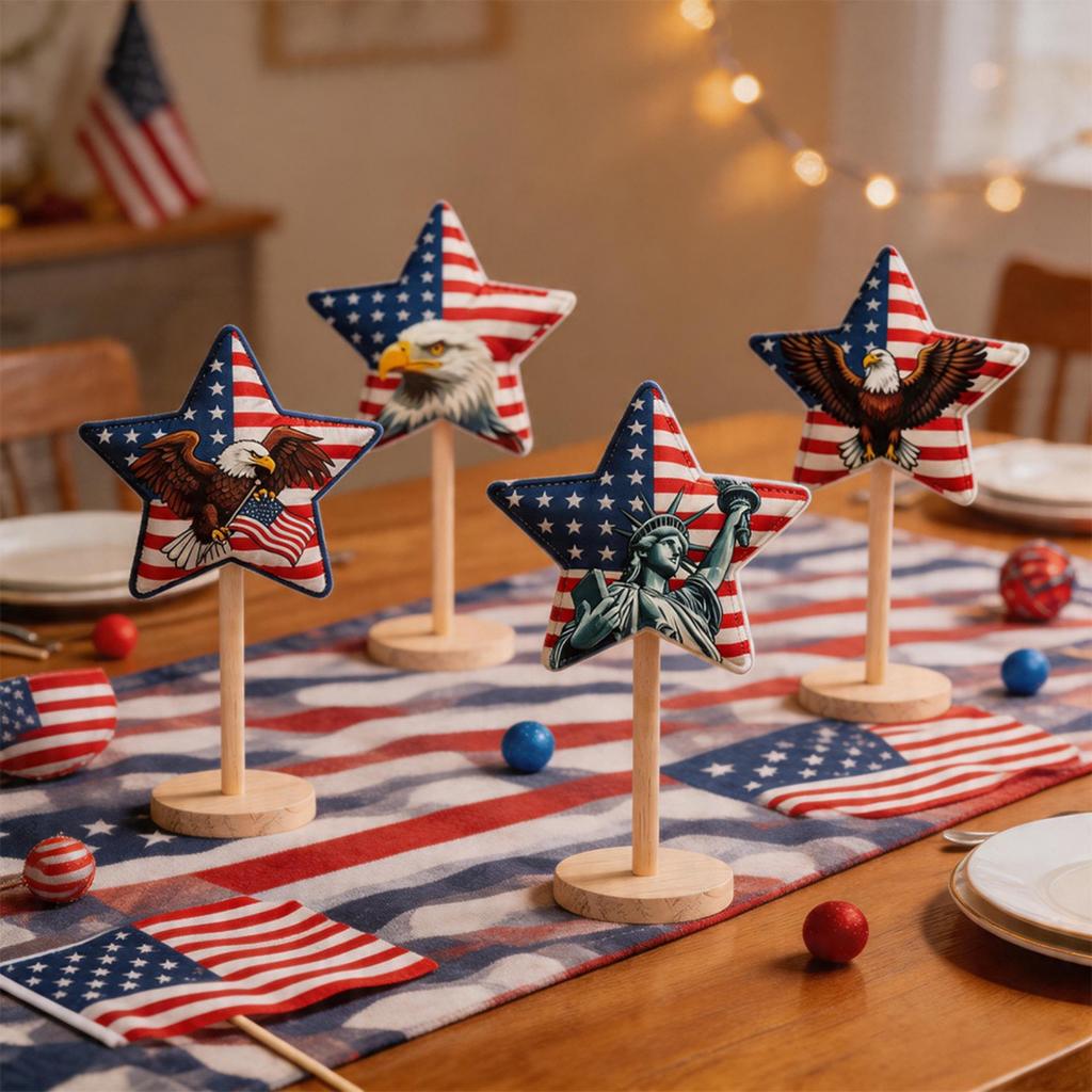 Star Shaped Stuffed Tabletop Ornament Fabric Craft Decorative Piece for Desk Shelf Dining Room Scene Display 13x22cm