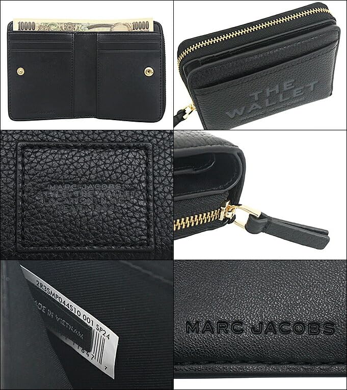 Marc Jacobs Bifold Wallet Black The Leather Graphic Logo Mini Compact Wallet for Women (2R3SMP044S10) [Brand] [Used]