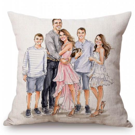 Baby Mother Parenting Art Cozy Family Hand Drawing Sketch Home Decoration Cotton Linen Sofa Throw Pillow Case Car Cushion Cover
