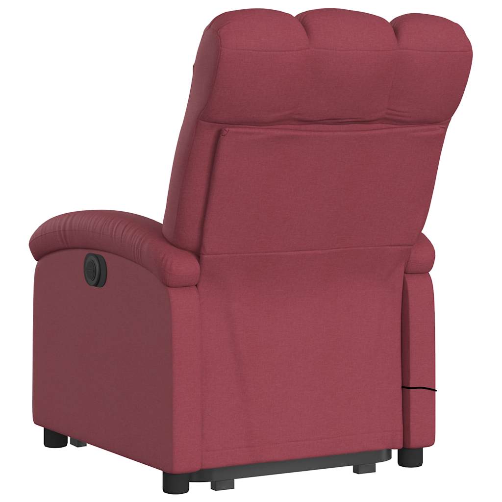 Electric Massage Recliner with Rising Function Burgundy Fabric