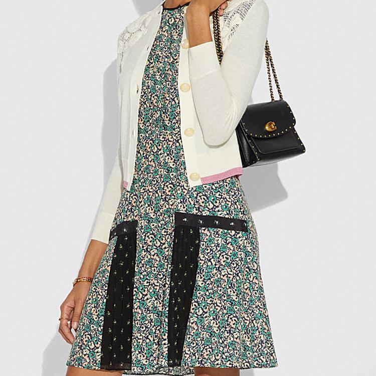 New COACH Parker Cow Leather Chain Bag Crossbody Bag Shoulder Bag Women's Black 29389-B4BK