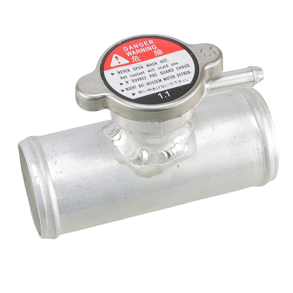 1-3/4" 45mm Universal Car Silver In Line Radiator Hose Filler Neck with Cap Aluminum