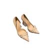 [Spot] Bow nude sideways sexy high heels women's 2025 pointed ultra-fine heel temperament patent leather single shoes