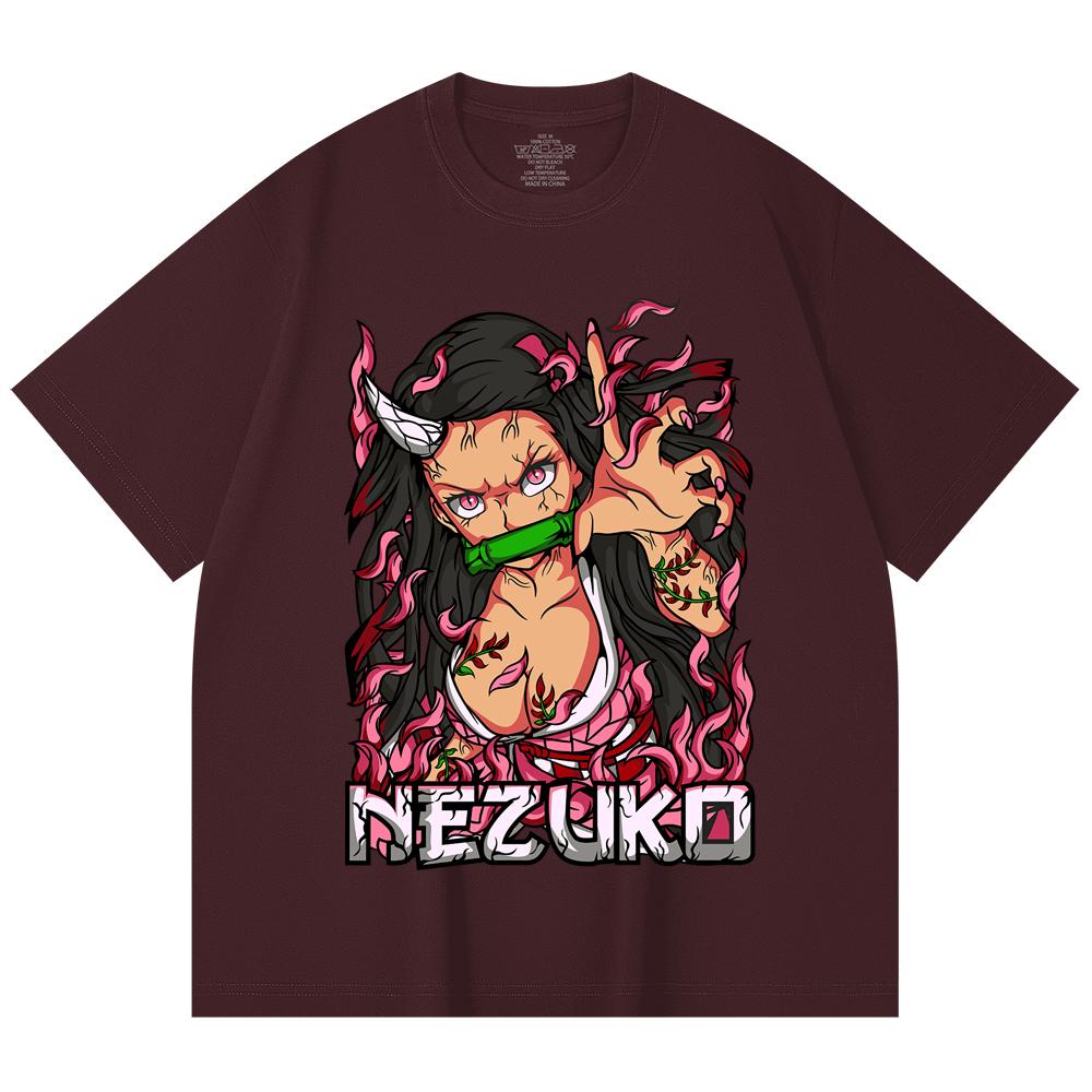 

230 Gsm 100% Cotton Demon Slayer V73 Nezuko Print Unisex Heavy Cotton T Shirt 2XL