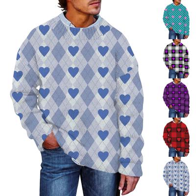 Herren Print Faux-Pullover, Rundhals-Sweatshirt, Lockeres Langarm-Oberteil