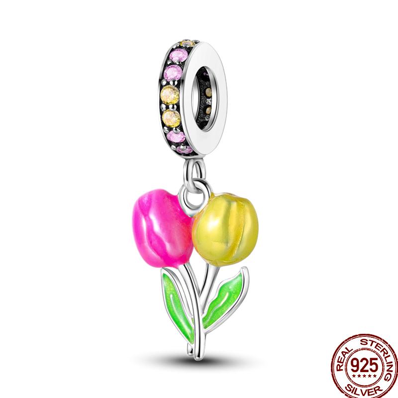 Spring Charm Copper Four-Leaf Clover Butterfly Dragonfly Pendant Beads Suitable For 3Mm Original Bracelet Diy