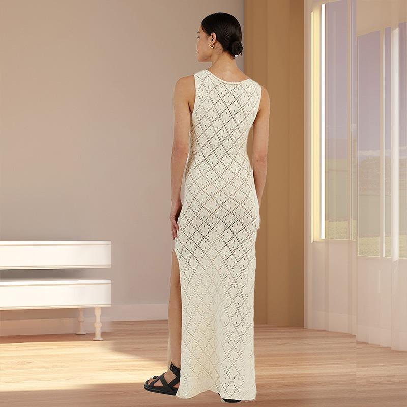 New Women's See-through Crochet Hollowed-out Knitted Dress