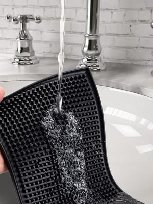 Leeseph Bar Mat 17.7 X 11.8 In Thick Durable and Stylish Black Bar Spill Mat Non Slip Non-Toxic Service Mat for Coffee Bars