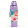 1PC Tropical Hibiscus Watercolor Flower Print 750ml Color Plastic Sports Water Bottle Leakproof Flip Straw Lid Suitable for Sports Office Home Use