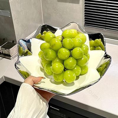 Piatto in Ceramica Irregolare Creativo Bordo Argentato di Lusso Leggero Piatti per Frutta e Snack Casa Tè Pomeridiano Piatto da Dessert Stoviglie Uniche