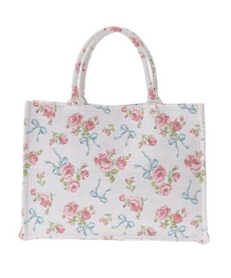 Rosebånd Gobelin Firkantet Tote Taske, Dame, Off-White