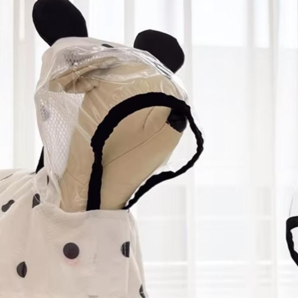 Wasserdichter Welpen-Regenumhang Verstellbares Wellenpunkt-Design Bärenohren Regenmantel Leichter Polyester-Umhang Regenmantel