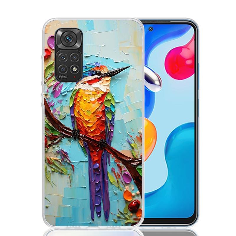 Animal Oil Painting Bird Phone Case For Xiaomi Redmi Note 15 14 13 12S 12 Pro Plus 11S 11E 11 11T 10S 10 Art Soft Pattern Cover