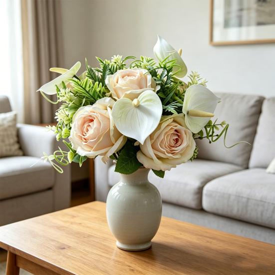 Artificial Rose Bouquet Simulated Fabric Not Wither Blooms All Year No Watering Needed Simulation Flower for Home Table Decorations