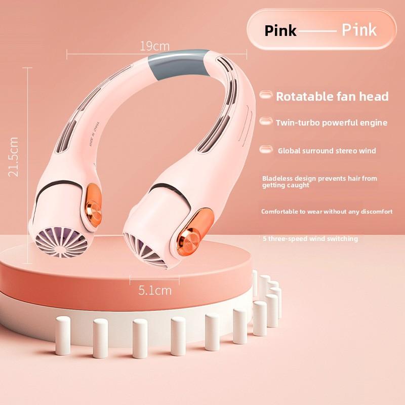 Silicone Neck Fan Mini Portable USB Charging Outdoor High Wind Adjustment Neck Fan 19*21.5*5.1