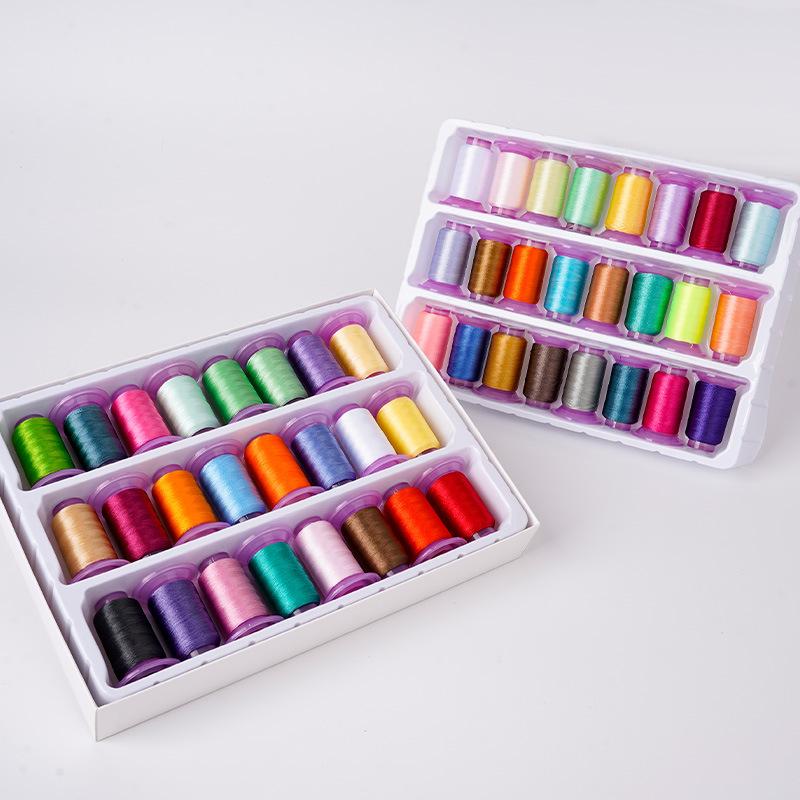 New Embroidery Thread 24 Colors 120D High-brightness Polyester Embroidery Thread 300 Yards Household Color Handmade Embroidery Thread Set