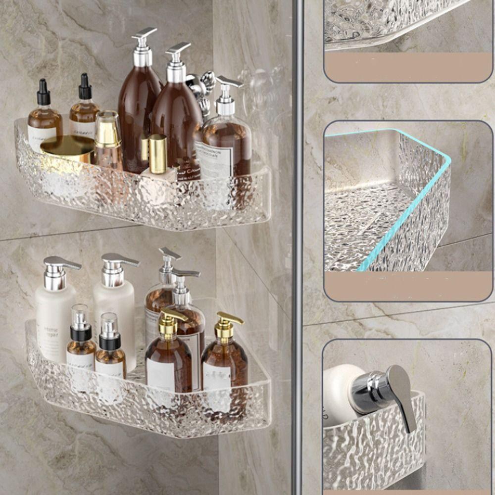 No Drilling Bathroom Storage Rack Wall Corner Storage Shelf Triangle Holder  Cosmetic