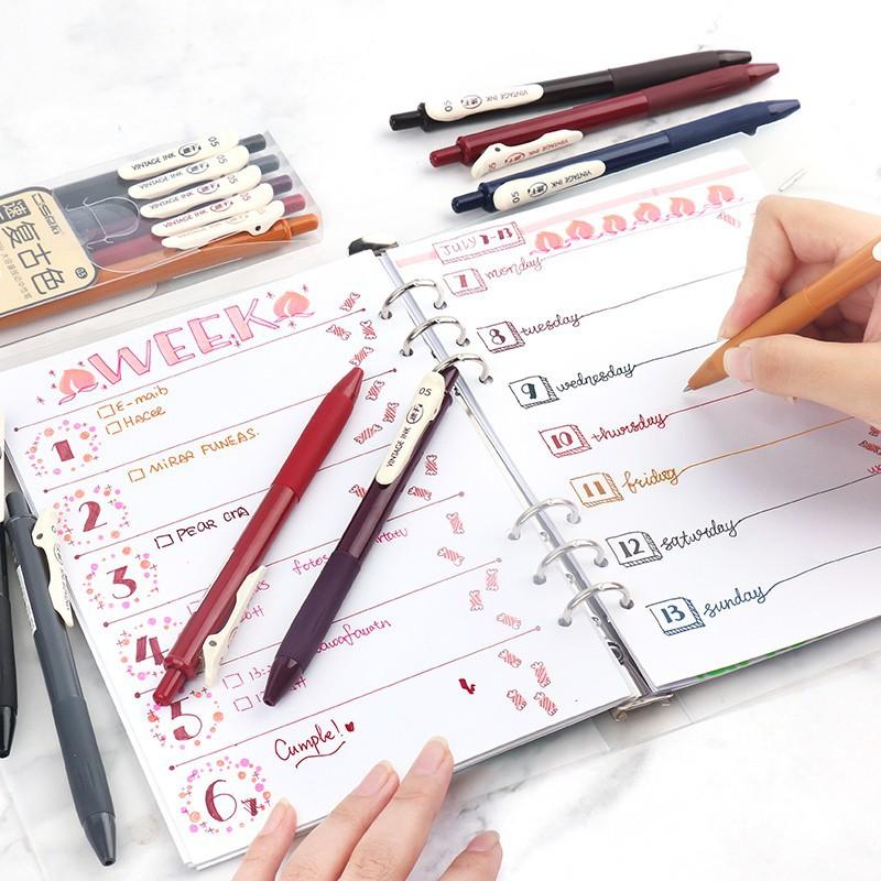 5 pezzi penne a inchiostro vintage set scrittura ad asciugatura rapida penna a sfera multi colore da 0,5 mm per diario disegno pennarello fodera arte scuola fai da te