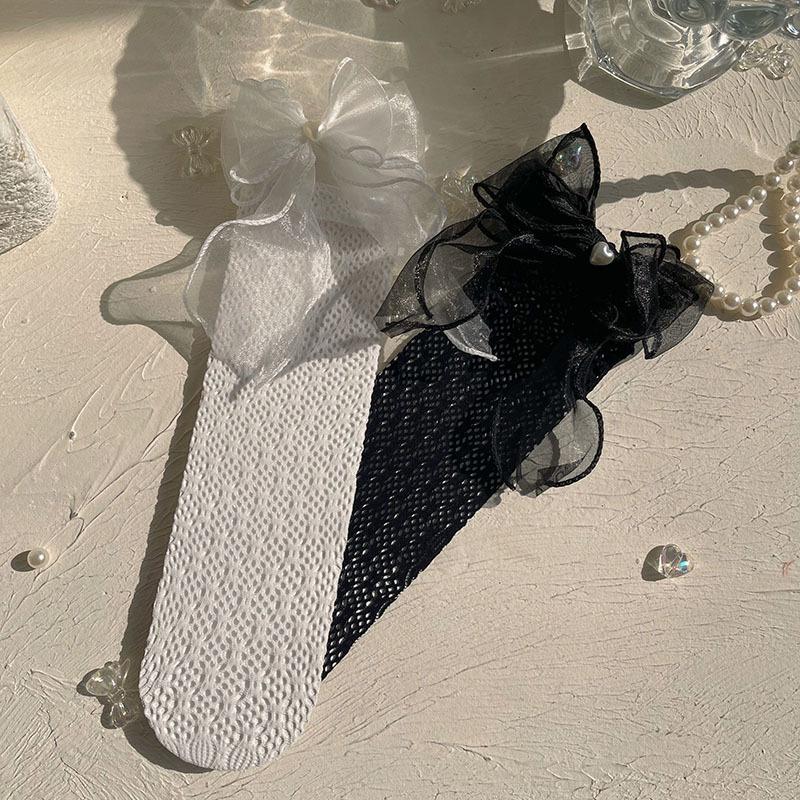 JK Lolita Podkolenky Princezna Dívky Letní Prodyšné Ponožky Střední Délky Bílé Černé Dětské Krajkové Dlouhé Ponožky Stužka Mašle Podkolenky