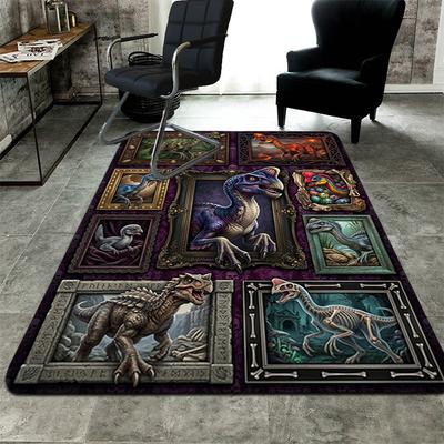 Prehistoric Dinosaurs Pattern Rug Floor Mat for Living Room or Bedroom Soft and Comfortable Carpet a Gift for Birthday and Holiday.