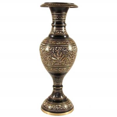Blumenvase aus Messing (33.02 Cm Schwarz , Gold)