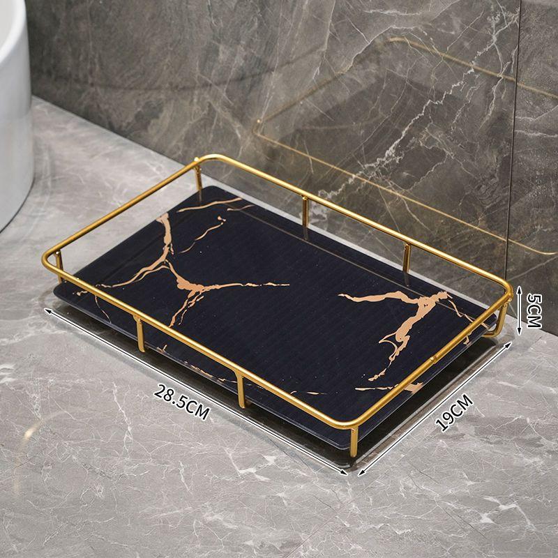 Stainless Steel Frame Acrylic Marble Storage Tray Home Room jewelry Makeup Perfume Tea Cup Storage Aromatherap Plate Tray Rack