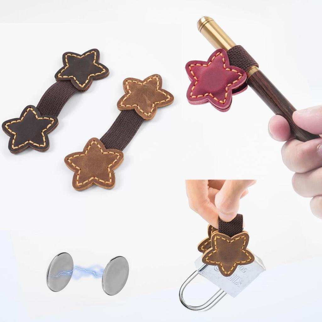 Crazy Horse Leather Magnetic Bookmark Star - PU Page Clip Holiday Gift