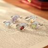 S925 Sterling Silver Adjustable Ring Women's Twist Arm Natural Crystal Stone Ring Premium Accessories Women's Fashion Vintage Jewelry Gifts
