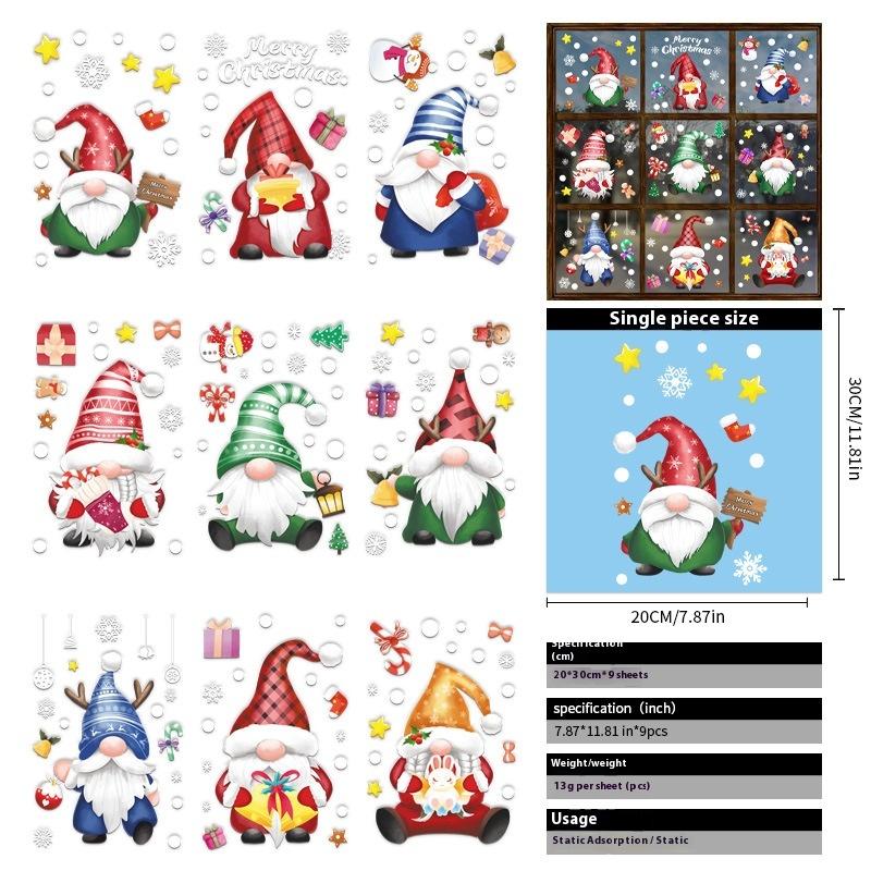 Santa Claus Christmas Ornaments Static Stickers Window Grilles Scene Arrangement Glass Doors Stickers Windows