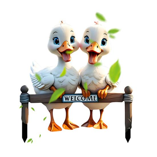 Cute Ducks Garden Stake Decoration Farmhouse Yard 2D Acrylic Rooster Art Stake Outdoor B