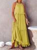 European and American 2025 Summer Ruffle Long Dress - Women's Flowing Holiday Beach Style