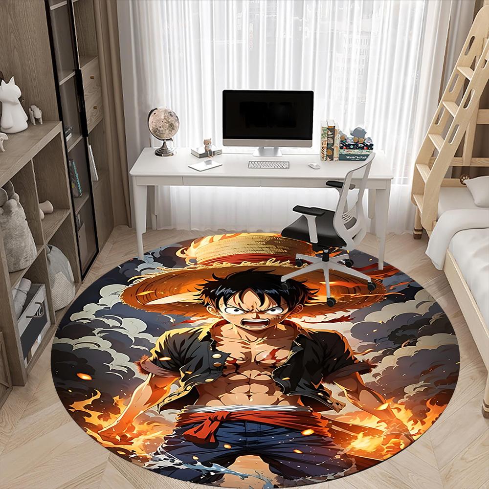 1pc Monkey D. Luffy One Piece Office Round Area Rug, Under Office Chairs Bedroom Living Room Home Decor  A1022155