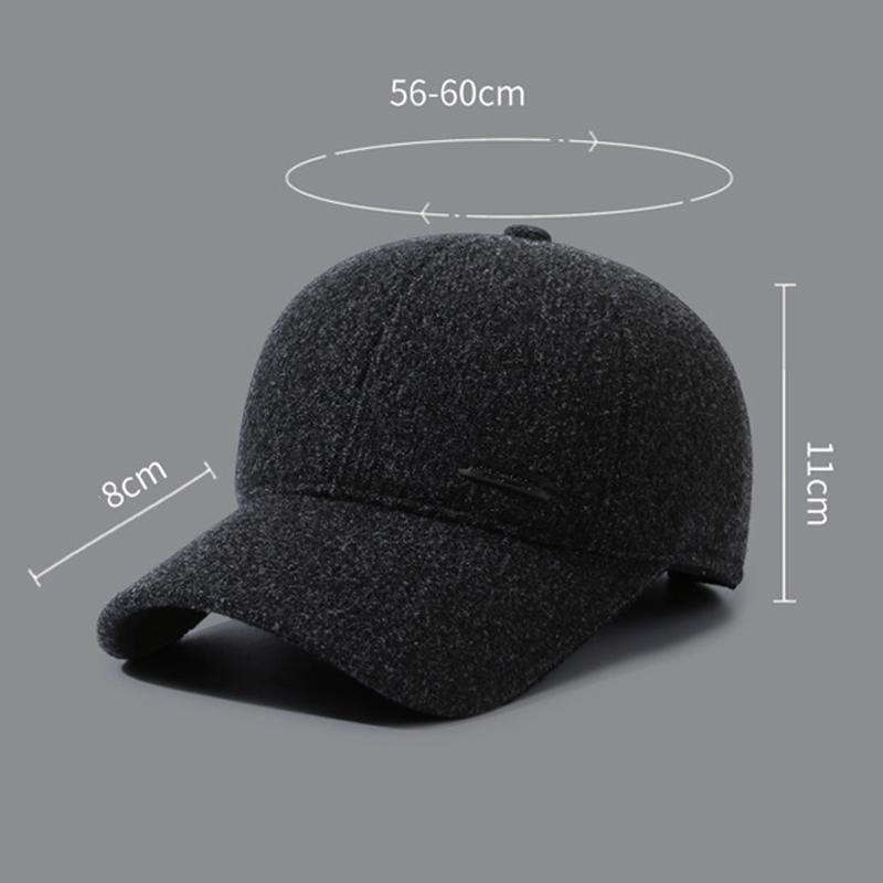 Baseballová čepice středního věku Pánské Podzim Zima Venkovní Vlněná teplá čepice Samet Silná bavlněná čepice Ochrana uší Čepice