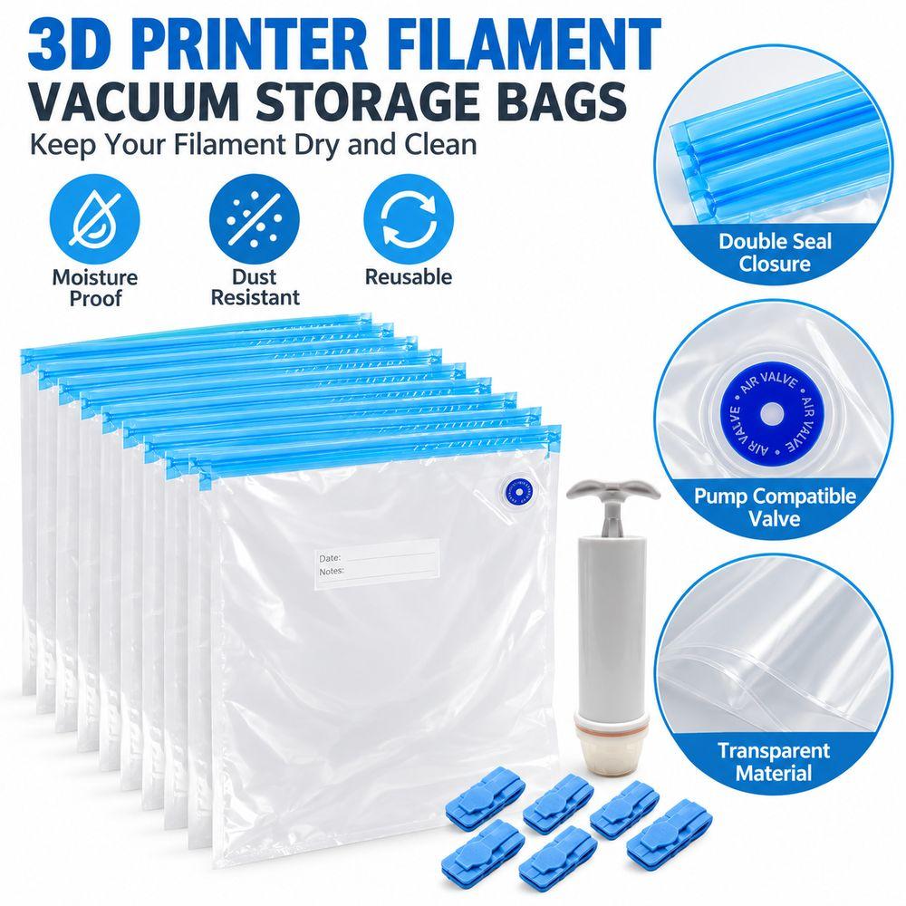 Moisture Resistant 3D Printing Material Bags Reusable Sealing Bags Printer Material Organization