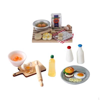 1:12 Scale Dollhouse Kitchen Miniature Baking Set Egg, Flour, Rolling Pin, Chopping Board,