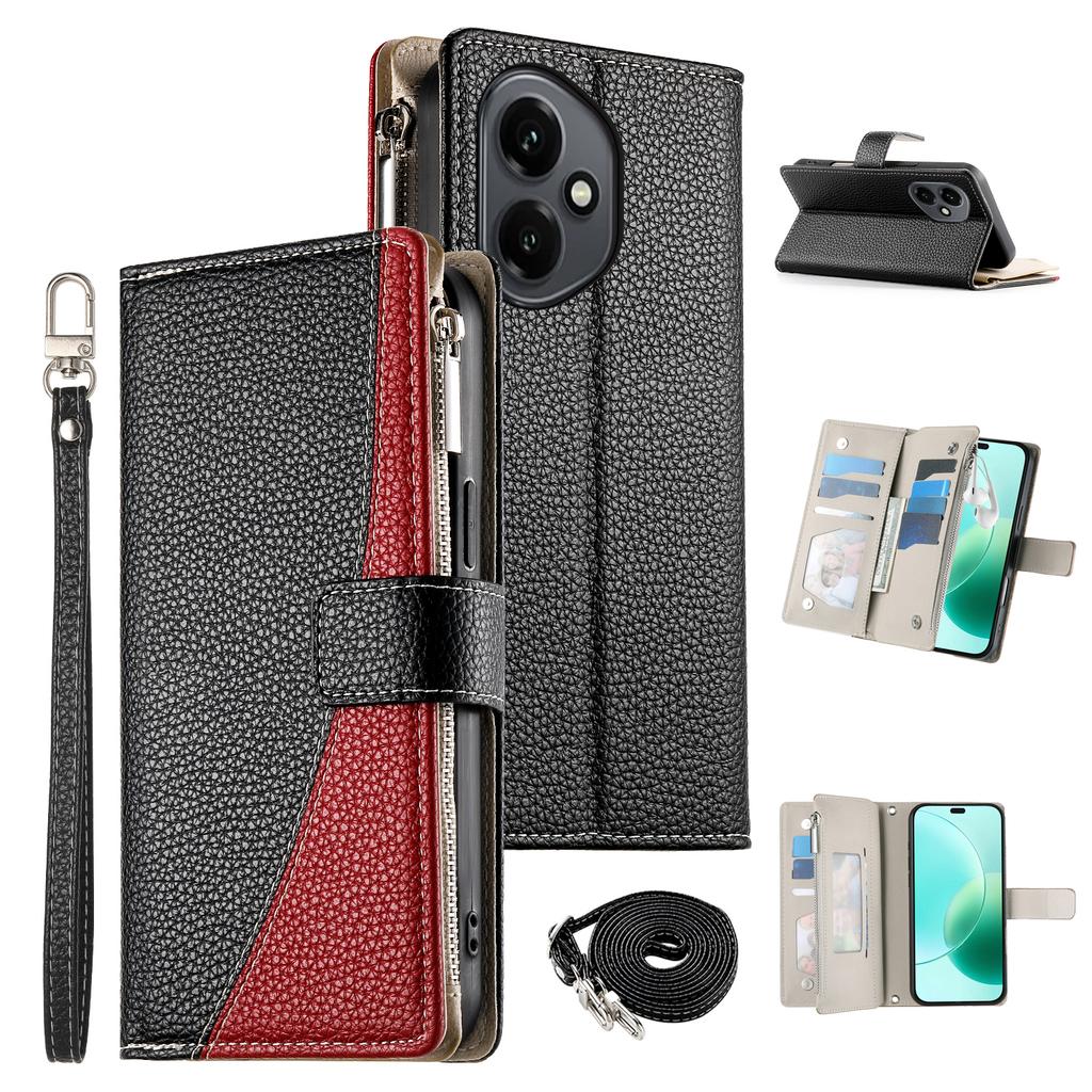 Pro Honor 400 5G (Globální) Pouzdro Zipová peněženka Kožené vyklápěcí pouzdro na telefon s popruhy